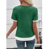 image:imageSHEWIN Womens Mock Layered Tops Casual Crewneck Short Sleeve Shirts Contrast Basic TeesGreen