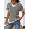 image:imageSHEWIN Womens Mock Layered Tops Casual Crewneck Short Sleeve Shirts Contrast Basic TeesGrey