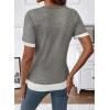 image:imageSHEWIN Womens Mock Layered Tops Casual Crewneck Short Sleeve Shirts Contrast Basic TeesGrey