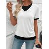 image:imageSHEWIN Womens Mock Layered Tops Casual Crewneck Short Sleeve Shirts Contrast Basic TeesWhite
