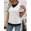 image:imageSHEWIN Womens Mock Layered Tops Casual Crewneck Short Sleeve Shirts Contrast Basic TeesWhite