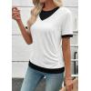 image:imageSHEWIN Womens Mock Layered Tops Casual Crewneck Short Sleeve Shirts Contrast Basic TeesWhite