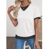 image:imageSHEWIN Womens Mock Layered Tops Casual Crewneck Short Sleeve Shirts Contrast Basic TeesWhite