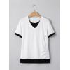 image:imageSHEWIN Womens Mock Layered Tops Casual Crewneck Short Sleeve Shirts Contrast Basic TeesWhite