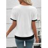 image:imageSHEWIN Womens Mock Layered Tops Casual Crewneck Short Sleeve Shirts Contrast Basic TeesWhite