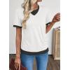 image:imageSHEWIN Womens Mock Layered Tops Casual Crewneck Short Sleeve Shirts Contrast Basic TeesWhite