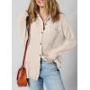 image:imageSHEWIN Womens Ribbed Knit Shacket Jacket Casual Long Sleeve Button Down Shirts Loose Sweater Tops Dressy Blouses with PocketBeige