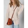 image:imageSHEWIN Womens Ribbed Knit Shacket Jacket Casual Long Sleeve Button Down Shirts Loose Sweater Tops Dressy Blouses with PocketBeige