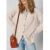 image:imageSHEWIN Womens Ribbed Knit Shacket Jacket Casual Long Sleeve Button Down Shirts Loose Sweater Tops Dressy Blouses with PocketBeige