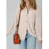 image:imageSHEWIN Womens Ribbed Knit Shacket Jacket Casual Long Sleeve Button Down Shirts Loose Sweater Tops Dressy Blouses with PocketBeige