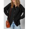image:imageSHEWIN Womens Ribbed Knit Shacket Jacket Casual Long Sleeve Button Down Shirts Loose Sweater Tops Dressy Blouses with PocketBlack