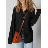 image:imageSHEWIN Womens Ribbed Knit Shacket Jacket Casual Long Sleeve Button Down Shirts Loose Sweater Tops Dressy Blouses with PocketBlack