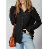 image:imageSHEWIN Womens Ribbed Knit Shacket Jacket Casual Long Sleeve Button Down Shirts Loose Sweater Tops Dressy Blouses with PocketBlack