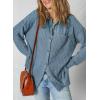image:imageSHEWIN Womens Ribbed Knit Shacket Jacket Casual Long Sleeve Button Down Shirts Loose Sweater Tops Dressy Blouses with PocketDusk Blue