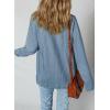 image:imageSHEWIN Womens Ribbed Knit Shacket Jacket Casual Long Sleeve Button Down Shirts Loose Sweater Tops Dressy Blouses with PocketDusk Blue