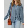 image:imageSHEWIN Womens Ribbed Knit Shacket Jacket Casual Long Sleeve Button Down Shirts Loose Sweater Tops Dressy Blouses with PocketDusk Blue