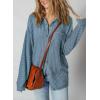 image:imageSHEWIN Womens Ribbed Knit Shacket Jacket Casual Long Sleeve Button Down Shirts Loose Sweater Tops Dressy Blouses with PocketDusk Blue