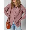 image:imageSHEWIN Womens Ribbed Knit Shacket Jacket Casual Long Sleeve Button Down Shirts Loose Sweater Tops Dressy Blouses with PocketFushia
