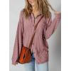 image:imageSHEWIN Womens Ribbed Knit Shacket Jacket Casual Long Sleeve Button Down Shirts Loose Sweater Tops Dressy Blouses with PocketFushia