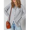 image:imageSHEWIN Womens Ribbed Knit Shacket Jacket Casual Long Sleeve Button Down Shirts Loose Sweater Tops Dressy Blouses with PocketLight Grey