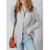 image:imageSHEWIN Womens Ribbed Knit Shacket Jacket Casual Long Sleeve Button Down Shirts Loose Sweater Tops Dressy Blouses with PocketLight Grey