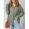 image:imageSHEWIN Womens Ribbed Knit Shacket Jacket Casual Long Sleeve Button Down Shirts Loose Sweater Tops Dressy Blouses with PocketMist Green
