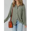 image:imageSHEWIN Womens Ribbed Knit Shacket Jacket Casual Long Sleeve Button Down Shirts Loose Sweater Tops Dressy Blouses with PocketMist Green