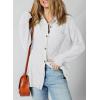 image:imageSHEWIN Womens Ribbed Knit Shacket Jacket Casual Long Sleeve Button Down Shirts Loose Sweater Tops Dressy Blouses with PocketWhite