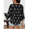 image:imageSHEWIN Womens Summer Tops Casual Floral Print Deep V Neck 34 Sleeve Blouses Dressy Boho Vacation Tunic TopsBlack