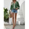 image:imageSHEWIN Womens Summer Tops Casual Floral Print Deep V Neck 34 Sleeve Blouses Dressy Boho Vacation Tunic TopsBlackish Green