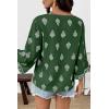 image:imageSHEWIN Womens Summer Tops Casual Floral Print Deep V Neck 34 Sleeve Blouses Dressy Boho Vacation Tunic TopsBlackish Green