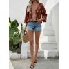 image:imageSHEWIN Womens Summer Tops Casual Floral Print Deep V Neck 34 Sleeve Blouses Dressy Boho Vacation Tunic TopsBrown