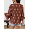 image:imageSHEWIN Womens Summer Tops Casual Floral Print Deep V Neck 34 Sleeve Blouses Dressy Boho Vacation Tunic TopsBrown