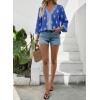 image:imageSHEWIN Womens Summer Tops Casual Floral Print Deep V Neck 34 Sleeve Blouses Dressy Boho Vacation Tunic TopsDark Blue