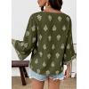 image:imageSHEWIN Womens Summer Tops Casual Floral Print Deep V Neck 34 Sleeve Blouses Dressy Boho Vacation Tunic TopsGreen