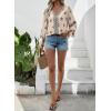 image:imageSHEWIN Womens Summer Tops Casual Floral Print Deep V Neck 34 Sleeve Blouses Dressy Boho Vacation Tunic TopsKhaki