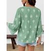 image:imageSHEWIN Womens Summer Tops Casual Floral Print Deep V Neck 34 Sleeve Blouses Dressy Boho Vacation Tunic TopsLight Green