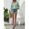 image:imageSHEWIN Womens Summer Tops Casual Floral Print Deep V Neck 34 Sleeve Blouses Dressy Boho Vacation Tunic TopsLight Green