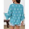 image:imageSHEWIN Womens Summer Tops Casual Floral Print Deep V Neck 34 Sleeve Blouses Dressy Boho Vacation Tunic TopsMist Blue