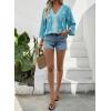 image:imageSHEWIN Womens Summer Tops Casual Floral Print Deep V Neck 34 Sleeve Blouses Dressy Boho Vacation Tunic TopsMist Blue