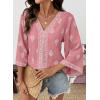 image:imageSHEWIN Womens Summer Tops Casual Floral Print Deep V Neck 34 Sleeve Blouses Dressy Boho Vacation Tunic TopsPink