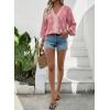 image:imageSHEWIN Womens Summer Tops Casual Floral Print Deep V Neck 34 Sleeve Blouses Dressy Boho Vacation Tunic TopsPink