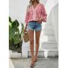 image:imageSHEWIN Womens Summer Tops Casual Floral Print Deep V Neck 34 Sleeve Blouses Dressy Boho Vacation Tunic TopsPink