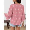 image:imageSHEWIN Womens Summer Tops Casual Floral Print Deep V Neck 34 Sleeve Blouses Dressy Boho Vacation Tunic TopsPink