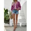 image:imageSHEWIN Womens Summer Tops Casual Floral Print Deep V Neck 34 Sleeve Blouses Dressy Boho Vacation Tunic TopsPurple
