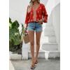 image:imageSHEWIN Womens Summer Tops Casual Floral Print Deep V Neck 34 Sleeve Blouses Dressy Boho Vacation Tunic TopsRed