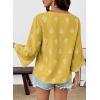 image:imageSHEWIN Womens Summer Tops Casual Floral Print Deep V Neck 34 Sleeve Blouses Dressy Boho Vacation Tunic TopsYellow