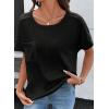 image:imageSHEWIN Womens Summer Tops Short Sleeve TShirts Crew Neck Casual Solid Basic Tees 2026 ClothesA Black