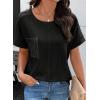 image:imageSHEWIN Womens Summer Tops Short Sleeve TShirts Crew Neck Casual Solid Basic Tees 2026 ClothesA Black