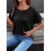 image:imageSHEWIN Womens Summer Tops Short Sleeve TShirts Crew Neck Casual Solid Basic Tees 2026 ClothesA Black
